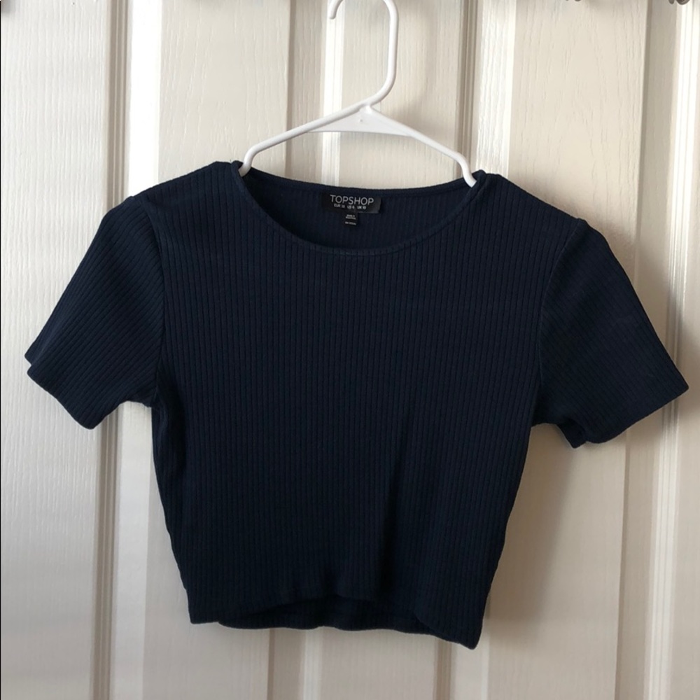 TOPSHOP Navy blue crop top